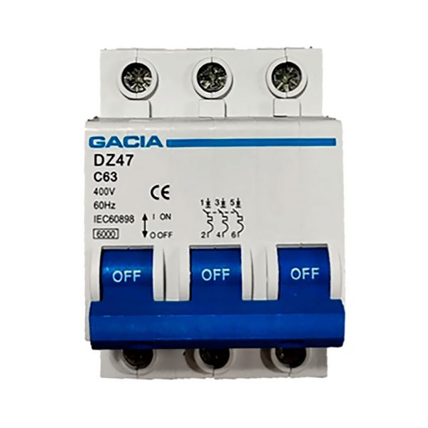 Interruptor Termomagnético Trifásica 63A, 400V, 60 Hz